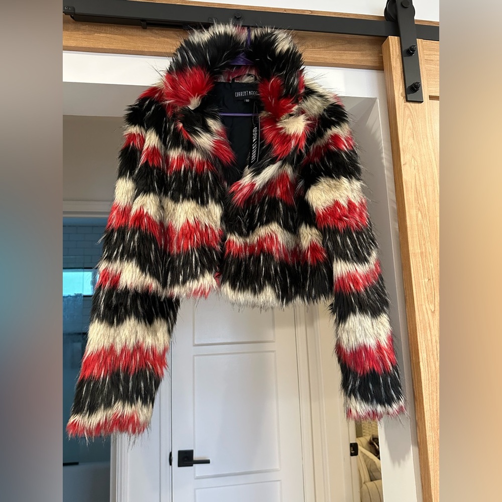 Current Mood Dolls Kill Red, Black, and Cream crop Jacket M Sold Out Everywhere